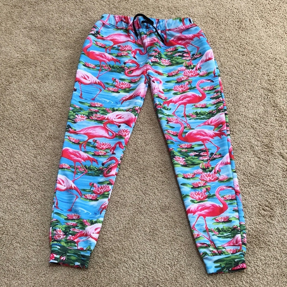 Flamingo print medium blue with pink multi jogger
